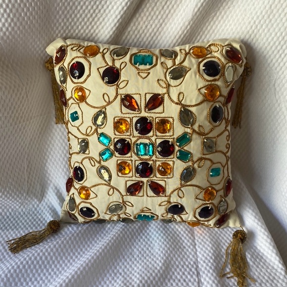 Pier 1 Other - Pier 1 Embellished Decorative Pillow with beaded embroidery and Gem Accents